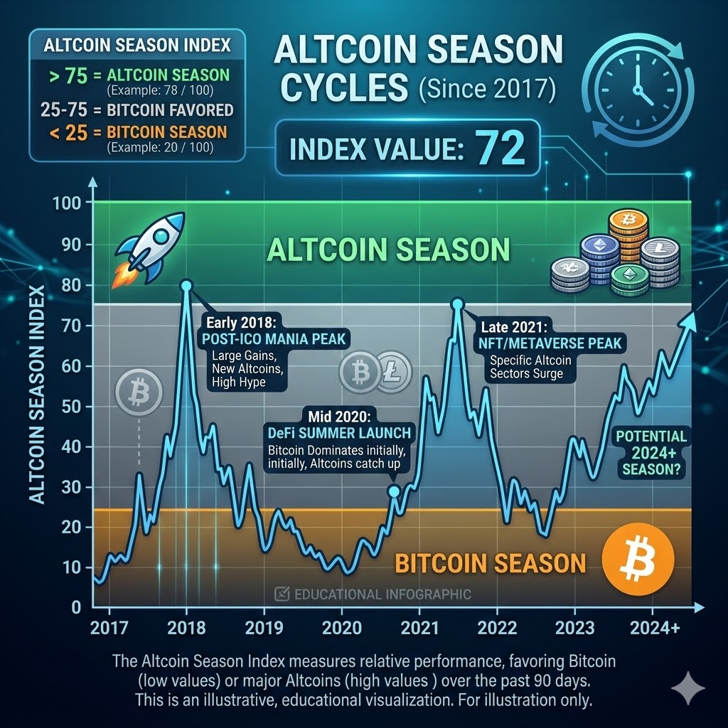 why altcoins pump altseason cycles chart since 2017