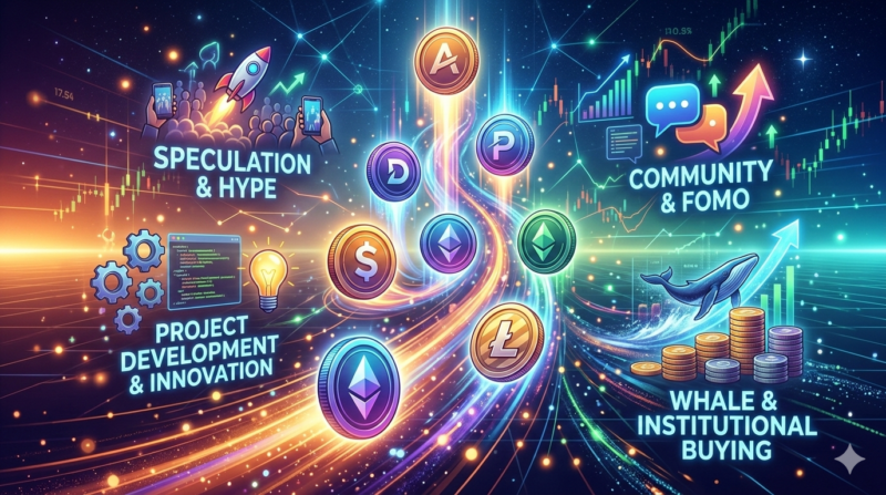 Why altcoins pump explained: speculation, community hype, project development, and whale buying driving altcoin price movement